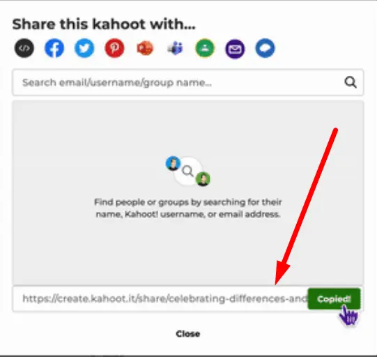 How to share Kahoot link