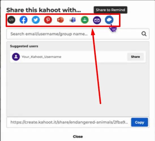How to share kahoot on social platforms