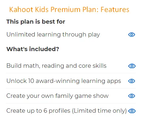 Features of Kahoot Kids Premium